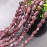 Natürlicher Turmalin Perlen, Klumpen, poliert, DIY, Rosa, 6x8mm, verkauft von Strang