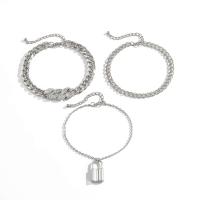 Zinc Alloy Anklet, with aluminum chain, with 1.96 inch extender chain, plated, for woman & with rhinestone Approx 8.6 Inch 
