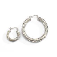 Zinc Alloy Hoop Earring, plated & for woman & with rhinestone 