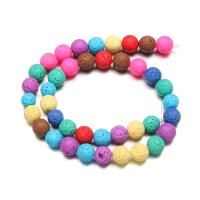 Multicolor Lava Perlen, rund, DIY & verschiedene Größen vorhanden, farbenfroh, verkauft von Strang