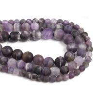 Natural Amethyst Beads, Round, DIY & matte, purple 