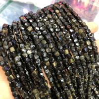 Золото Obsidian Бусины, Куб, DIY & граненый продается Strand