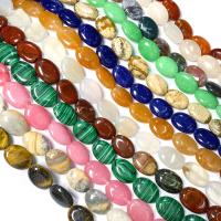Mixed Gemstone Beads, Natural Stone, Flat Oval, DIY 
