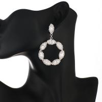 Zinc Alloy Rhinestone Drop Earring, Round, plated, fashion jewelry & for woman & with rhinestone 65*47mm 