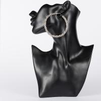 Zinc Alloy Rhinestone Hoop Earring, Round, plated, fashion jewelry & for woman & with rhinestone 70*70mm 