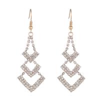 Zinc Alloy Rhinestone Drop Earring, with Rhinestone, Geometrical Pattern, plated, fashion jewelry & for woman & with rhinestone 24*60mm 