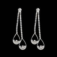 Zinc Alloy Rhinestone Drop Earring, with Rhinestone, Tassel, plated, fashion jewelry & for woman & with rhinestone 60*20mm 