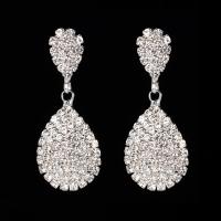 Zinc Alloy Rhinestone Drop Earring, with Rhinestone, Teardrop, plated, fashion jewelry & for woman & with rhinestone 45*20mm 