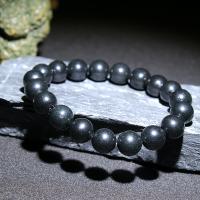 Gemstone Bracelets, Graphite, Round, polished, Unisex black 
