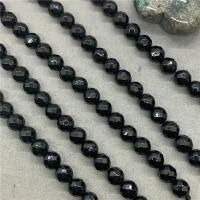 Natural Black Agate Beads, Round, polished & faceted Approx 14.6 Inch 