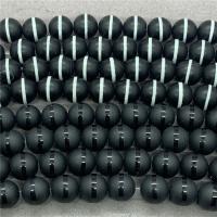 Natural Black Agate Beads, Round Approx 14.6 Inch 