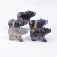 Gemstone Decoration, Colorful Fluorite, Polar Bear, Carved, for home and office, multi-colored 