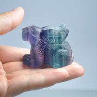 Gemstone Decoration, Colorful Fluorite, Rabbit, Carved, for home and office, multi-colored 