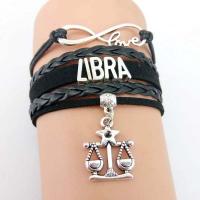 PU Leather Cord Bracelets, with Zinc Alloy & for woman & multi-strand, black Approx 6.69 Inch 