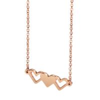 Titanium Steel Jewelry Necklace, with 1.96 inch extender chain, rose gold color plated & for woman & hollow, 26*8mm Approx 17.71 Inch 