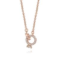 Titanium Steel Jewelry Necklace, rose gold color plated, for woman & with rhinestone Approx 17.71 Inch 