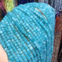 Amazonit Perlen, Würfel, DIY & facettierte, blau, 4mm, verkauft von Strang