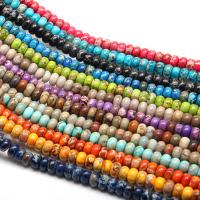 Eindruck Jaspis Perlen, Naturstein, flache Runde, DIY, keine, 5x8mm, verkauft von Strang