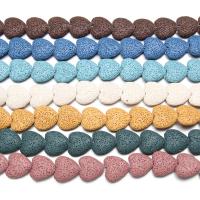 Multicolor Lava Beads, Heart, plated, DIY 