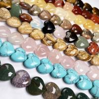 Gemischte Edelstein Perlen, Naturstein, Herz, DIY, keine, 16x16x8mm, 11PCs/Strang, verkauft von Strang