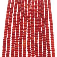 Perles en corail naturel, abaque, poli, DIY, rouge, 2*3mm, Vendu par brin