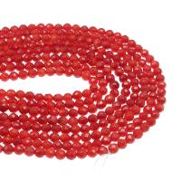 Natürliche Korallen Perlen, Koralle, rund, poliert, DIY & verschiedene Größen vorhanden, rot, verkauft von Strang