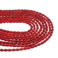 Perles en corail naturel, larme, poli, DIY, rouge, 8*6mm, Vendu par brin