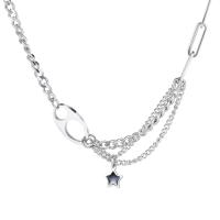 Titanium Steel Jewelry Necklace, with 2.56inch extender chain, Star, fashion jewelry & for woman, original color .14 Inch 
