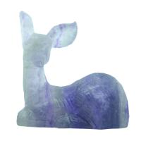 Gemstone Decoration, Colorful Fluorite, Deer, Carved, for home and office, multi-colored 