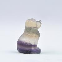 Gemstone Decoration, Colorful Fluorite, Dog, Carved, for home and office 
