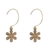 Zinc Alloy Rhinestone Drop Earring, Flower, gold color plated, for woman & with rhinestone 