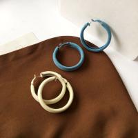 Zinc Alloy Hoop Earring, with Flocking Fabric, Donut, plated, for woman 