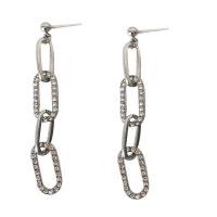 Zinc Alloy Rhinestone Drop Earring, silver color plated, for woman & with rhinestone 