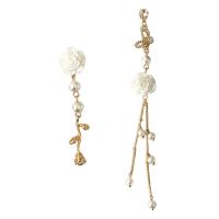 Asymmetric Earrings, Zinc Alloy, with Resin, gold color plated, for woman & with rhinestone  