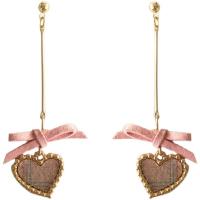 Zinc Alloy, with Cloth, Heart, gold color plated, for woman 