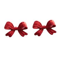 Zinc Alloy Stud Earring, Bowknot, plated, for woman, red 