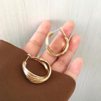 Zinc Alloy Hoop Earring, Donut, gold color plated, for woman 