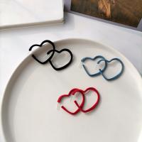 Zinc Alloy Stud Earring, with Flocking Fabric, Heart, plated, for woman 