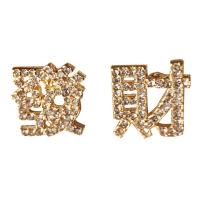 Asymmetric Earrings, Zinc Alloy, gold color plated, for woman & with rhinestone 