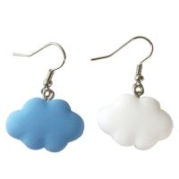 Resin Drop Earring, Zinc Alloy, with Resin, Cloud, silver color plated, for woman 