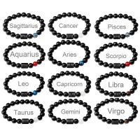 Gemstone Bracelets, Black Agate, with Tiger Eye, polished, Unisex 10mm Approx 8.66 Inch 