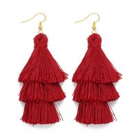 Fashion Tassel Earring, Polyester, with Zinc Alloy, for woman 70mm 