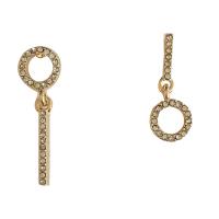 Asymmetric Earrings, Zinc Alloy, plated, fashion jewelry & with rhinestone, gold 