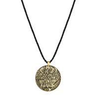 Zinc Alloy Necklace, with Wax Cord, Round, plated, Unisex .7 Inch 