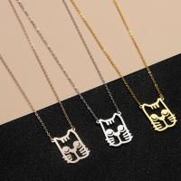 Stainless Steel Jewelry Necklace, Cat, plated, Unisex .89 Inch 