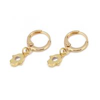 Huggie Hoop Drop Earring, Brass, with Cubic Zirconia, fashion jewelry 