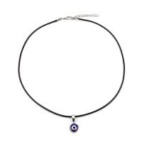 Evil Eye Jewelry Necklace, Zinc Alloy, with leather cord, fashion jewelry & Unisex 