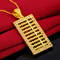 Cubic Zirconia Micro Pave Brass Pendant, Abacus, 24K gold plated & micro pave cubic zirconia & for woman, golden, 17*38mm 