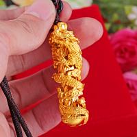 Hollow Brass Pendants, Dragon, plated, fashion jewelry & Unisex, golden, 60*21mm 