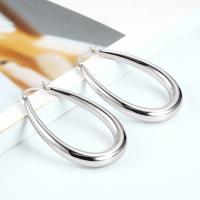 Stainless Steel Hoop Earring, Teardrop, polished, fashion jewelry & for woman, silver color, 45*32mm 
